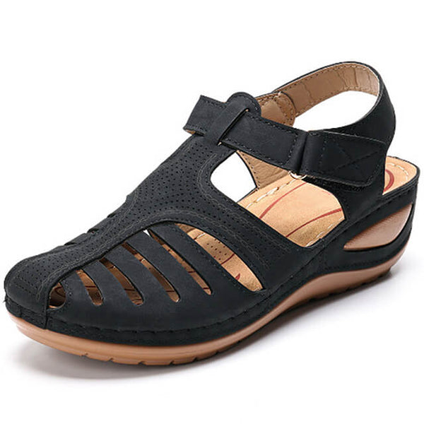 Womens Summer Hollow Closed Toe Wedge Casual Sandals