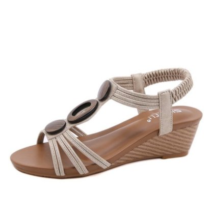 Arch Support Sandals Women Woody Design Rhinestones Open Toe Wedge Summer Beach Trendy