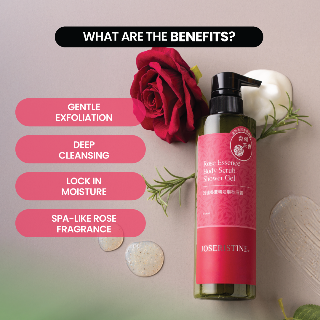 JOSERISTINE Rose Essence Body Scrub Shower Gel 500ml