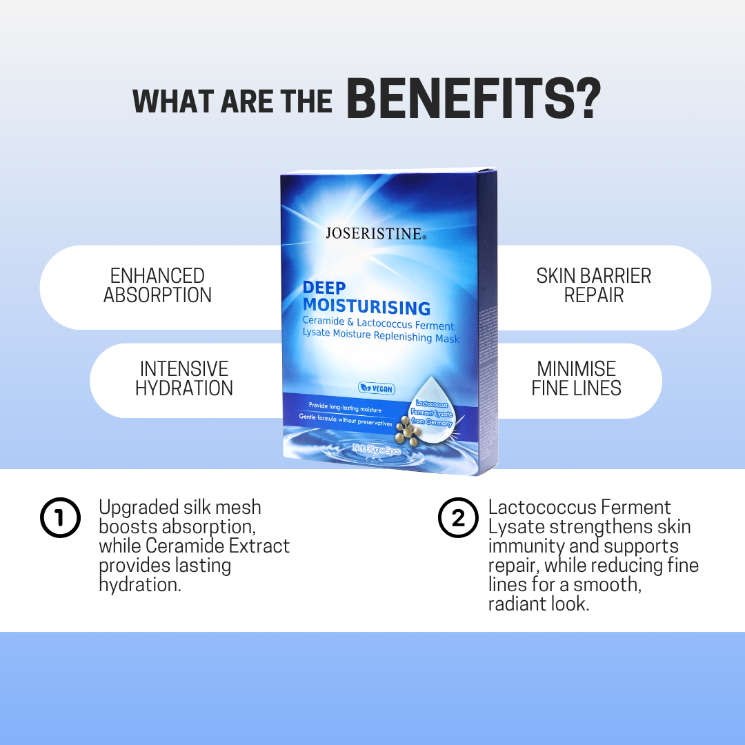 JOSERISTINE Prebiotics + Ceramides Deep Moisture Face Mask Box Set 5's