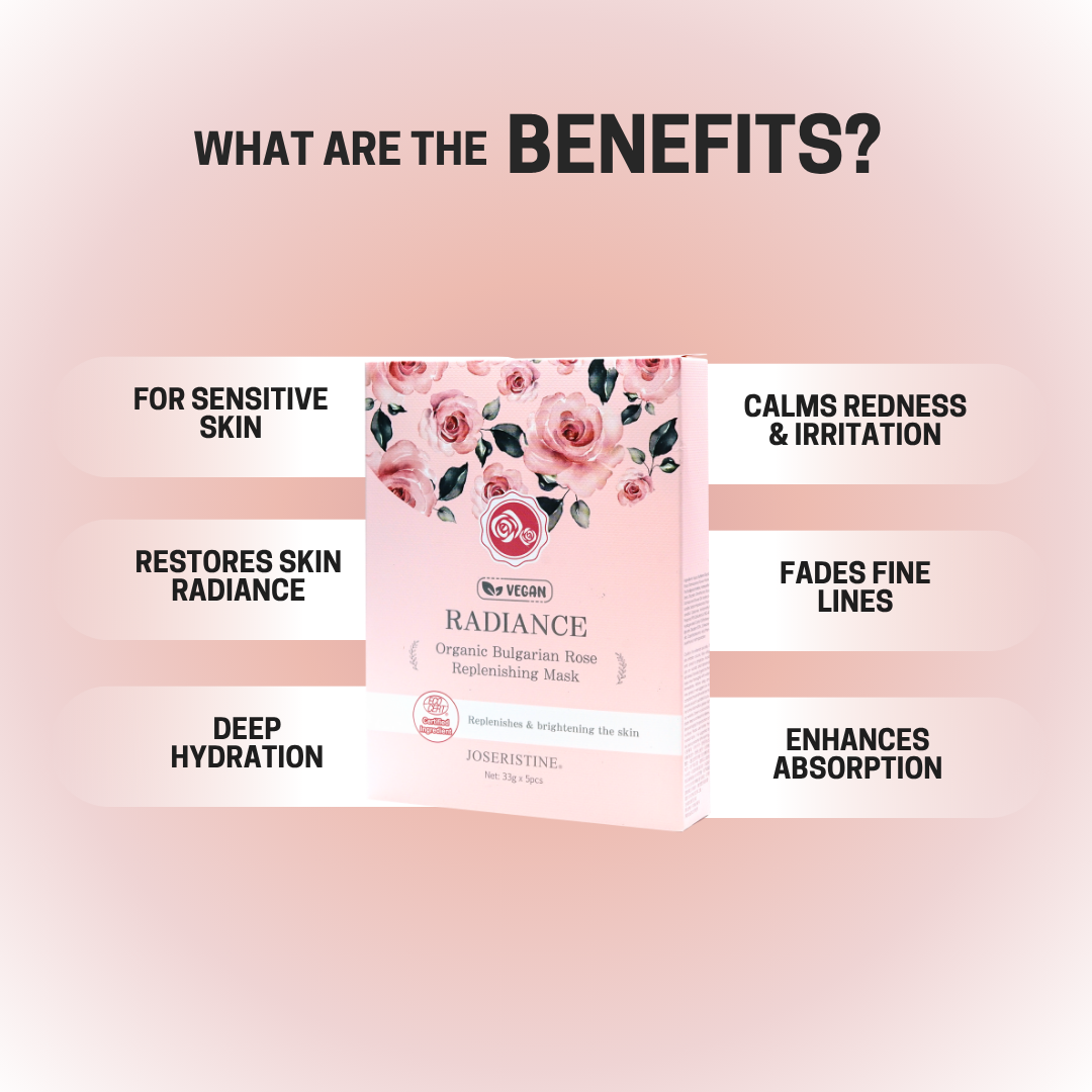 JOSERISTINE Organic Bulgarian Rose Radiance Face Mask Box Set 5's