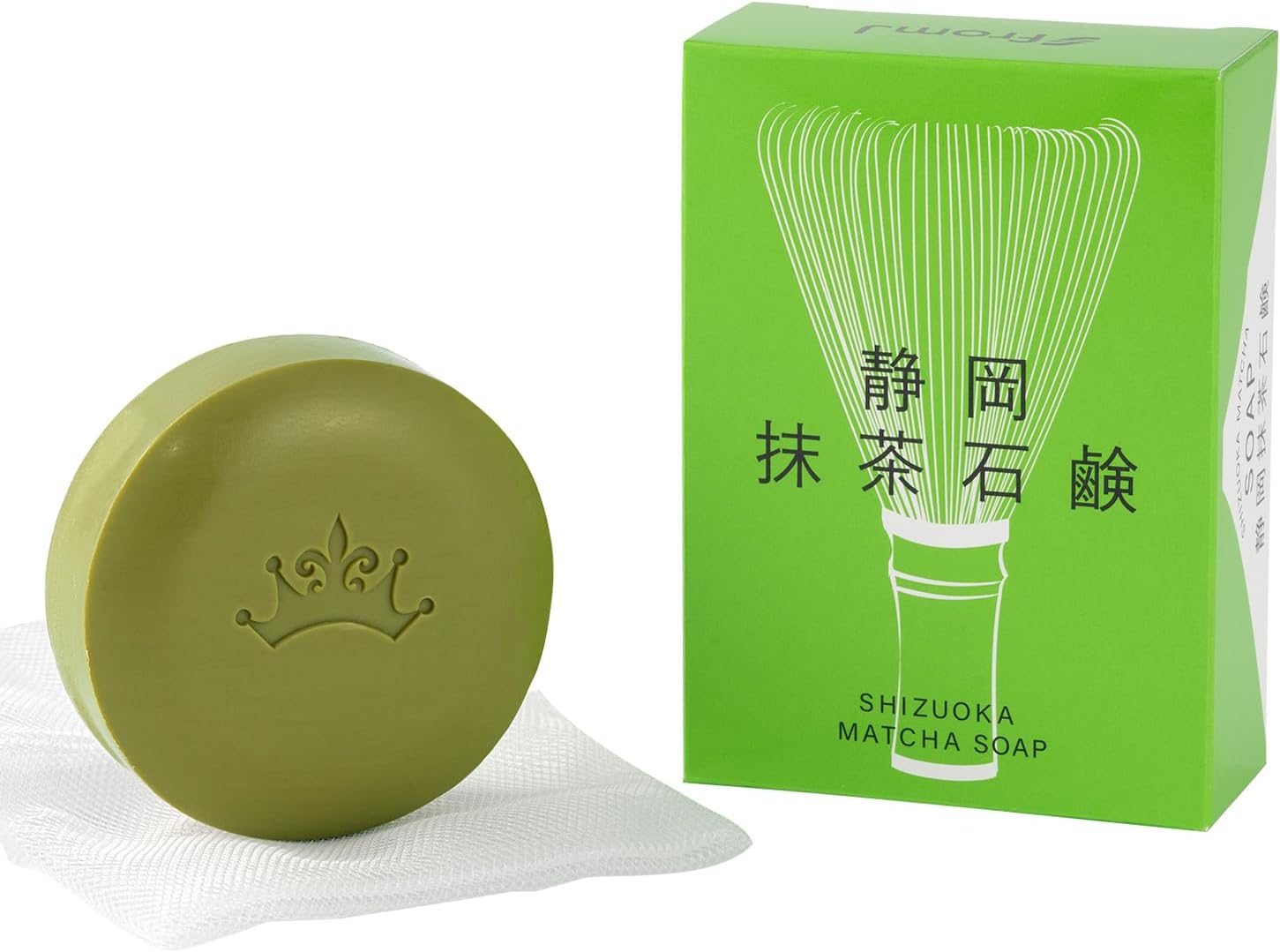 プレミアム 抹茶石鹸 80g 泡立てネット付 【静岡県産 有機栽培 抹茶使用】 