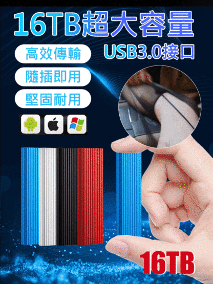 安全防盜的軍用級行動式硬碟！16TB，傳輸速度：2000MB/s！