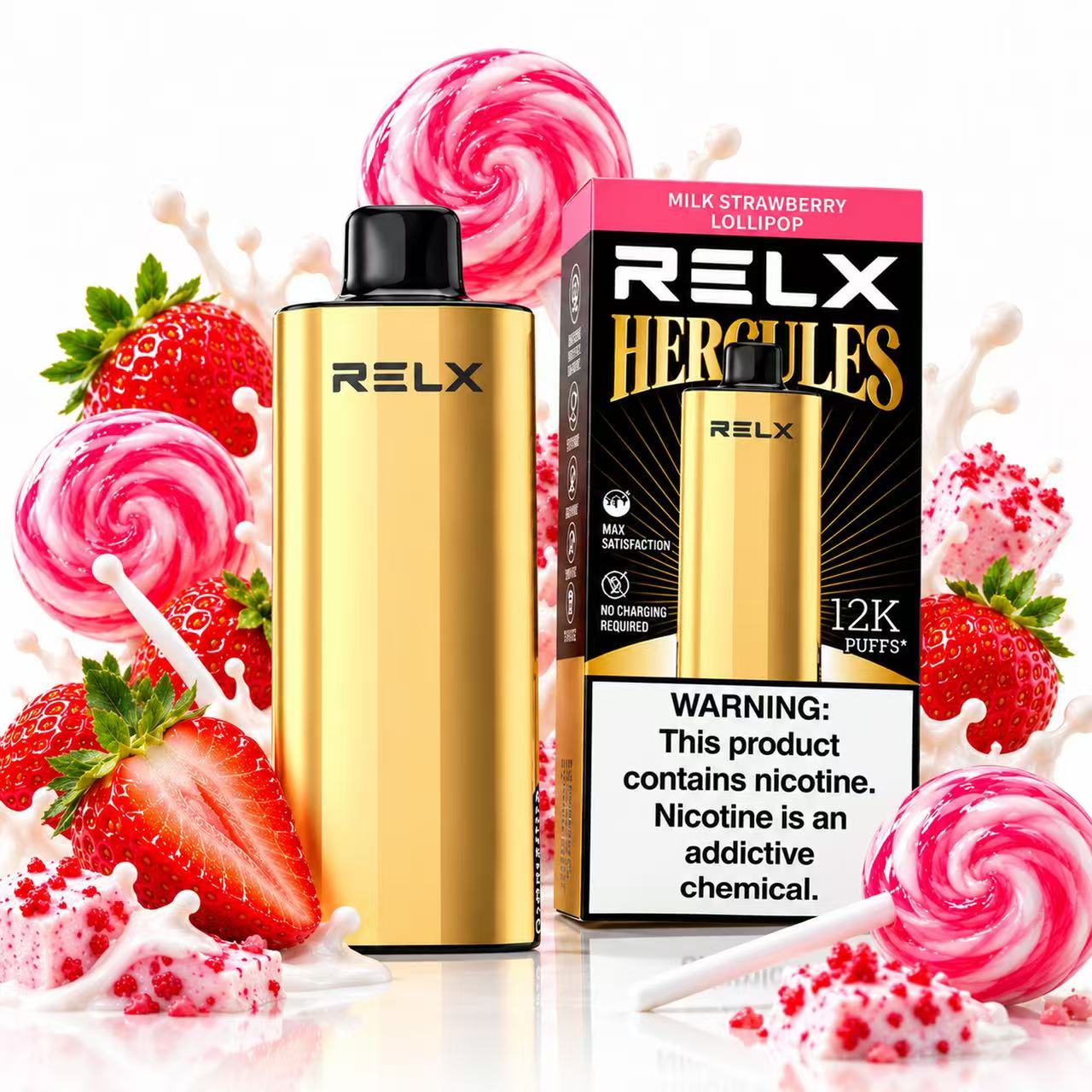 RELX Herc 12000 Puffs – Milk Strawberry Lollipop
