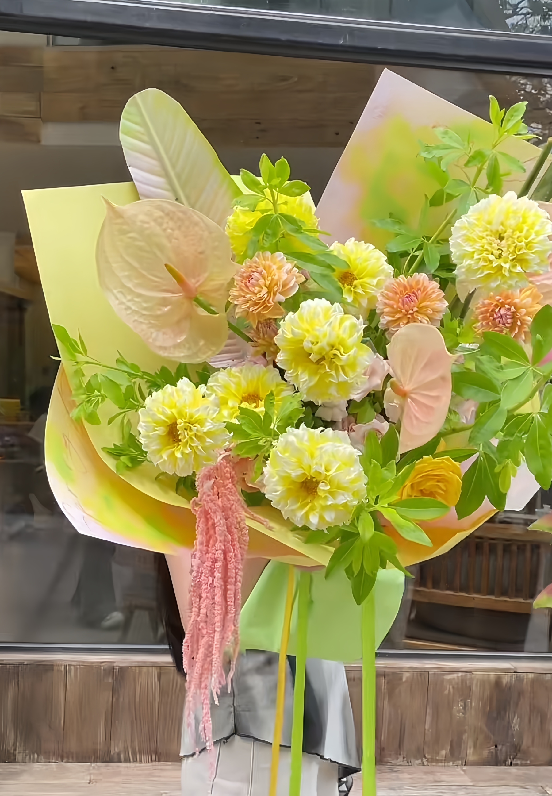Soft Yellow & Pink Anthurium
