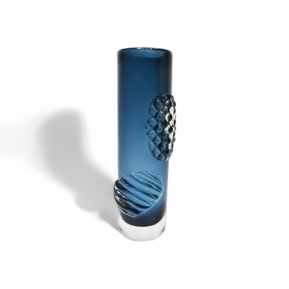Blue Bubbly Prism Vase