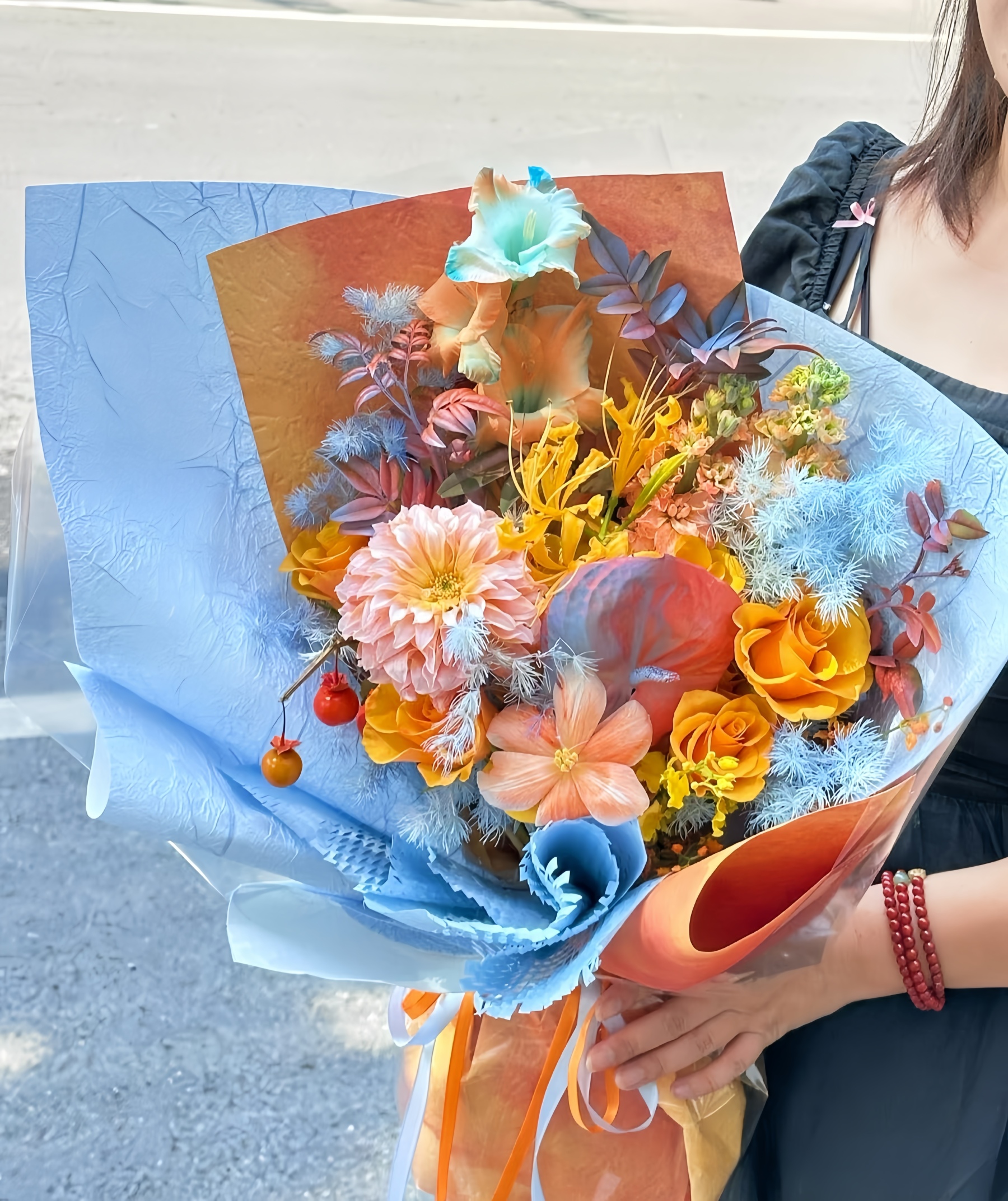 Blue Orange Flame Bouquet