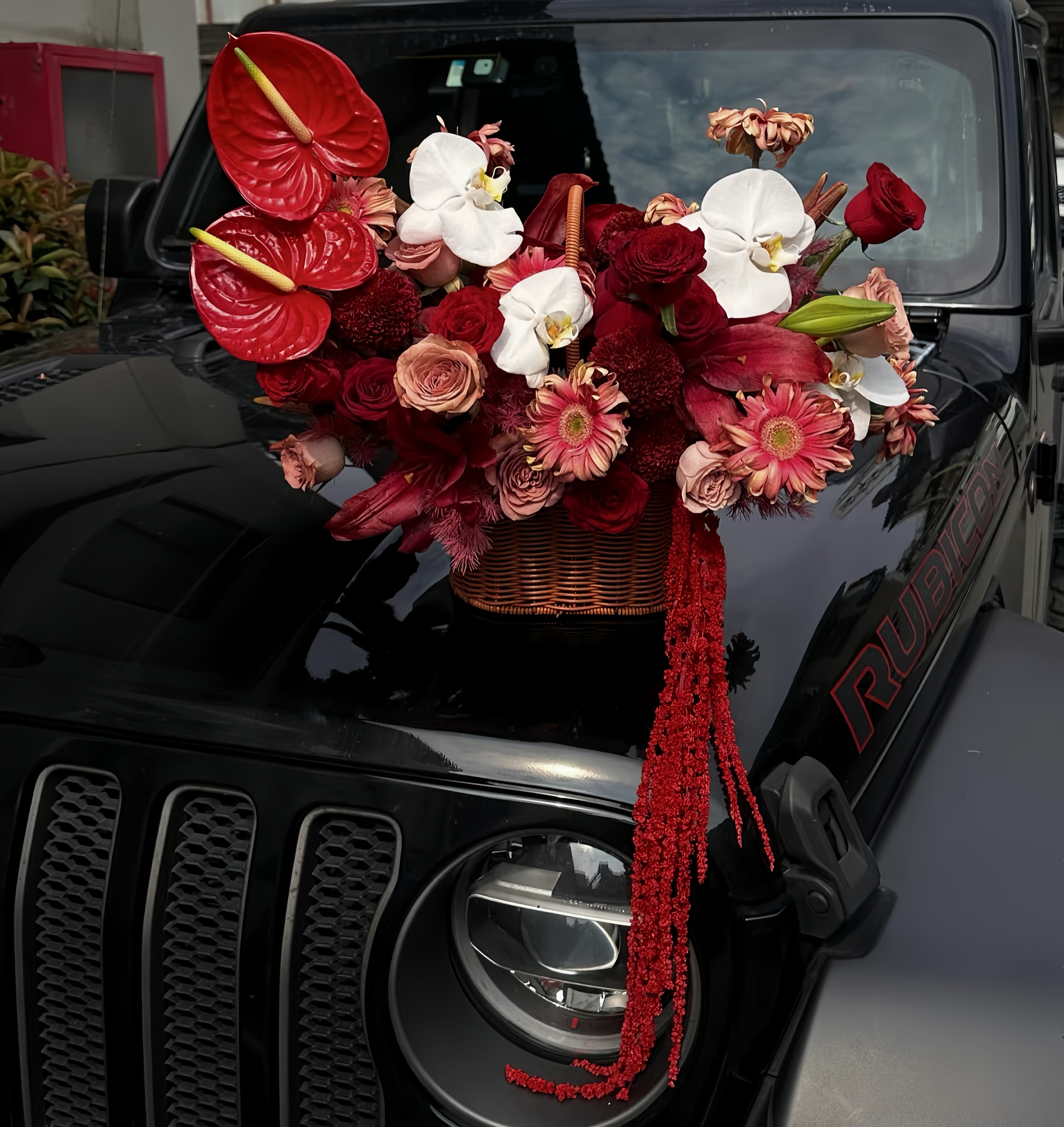 Fiery Radiance Flower Basket