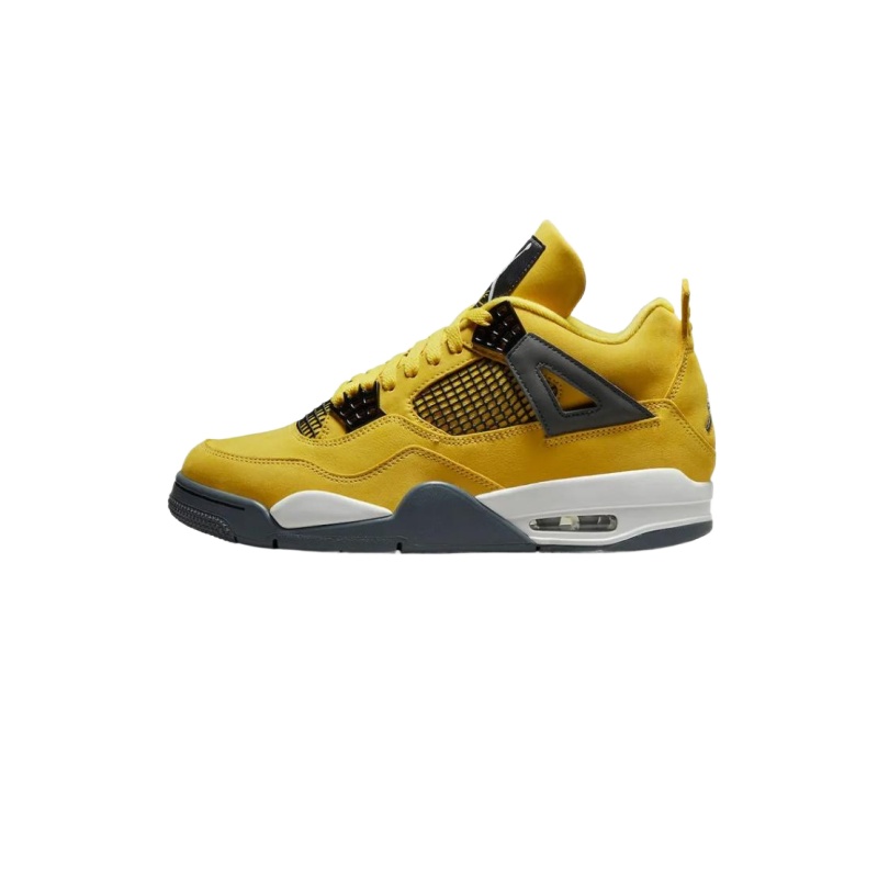 Nike  Air Jordan 4"tour yellow"電気母衝撃吸収 滑り止め耐摩耗性ミッドトップレトロバスケットボールシューズ男女用黒と黄色2021