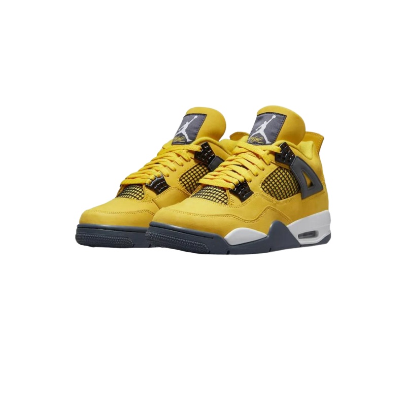Nike  Air Jordan 4"tour yellow"電気母衝撃吸収 滑り止め耐摩耗性ミッドトップレトロバスケットボールシューズ男女用黒と黄色2021