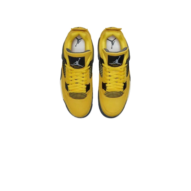 Nike  Air Jordan 4"tour yellow"電気母衝撃吸収 滑り止め耐摩耗性ミッドトップレトロバスケットボールシューズ男女用黒と黄色2021