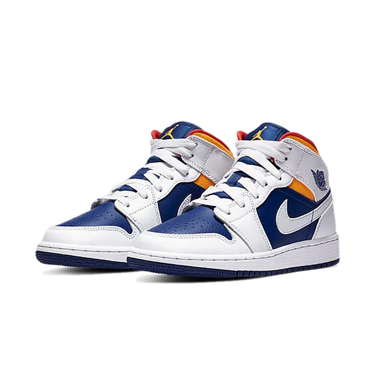 NIKE ナイキ AIR JORDAN 1 MID GS 'WHITE DEEP ROYAL BLUE' エア ジョーダン ワン ミッド キッズサイズモデル "ホワイト ディープロイヤル ブルー" キッズ レディース スニーカー WHITE/LASER ORANGE-DEEP ROYAL BLUE【限定完売モデル】