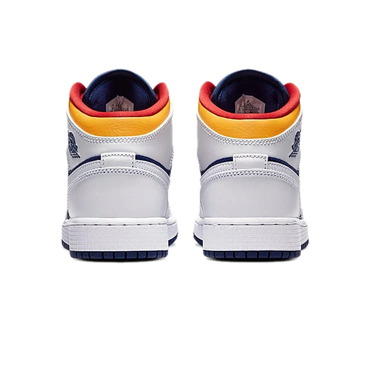 NIKE ナイキ AIR JORDAN 1 MID GS 'WHITE DEEP ROYAL BLUE' エア ジョーダン ワン ミッド キッズサイズモデル "ホワイト ディープロイヤル ブルー" キッズ レディース スニーカー WHITE/LASER ORANGE-DEEP ROYAL BLUE【限定完売モデル】