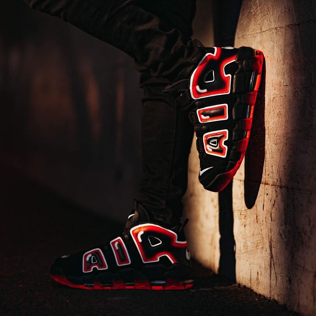 NIKE ナイキ AIR MORE UPTEMPO 'LASER CRIMSON' エア モア アップテンポ "レーサー クリムゾン" メンズ スニーカー BLACK/WHITE-LASER CRIMSON ブラック/ホワイト-レーサークリムゾン【海外展開 日本未入荷】