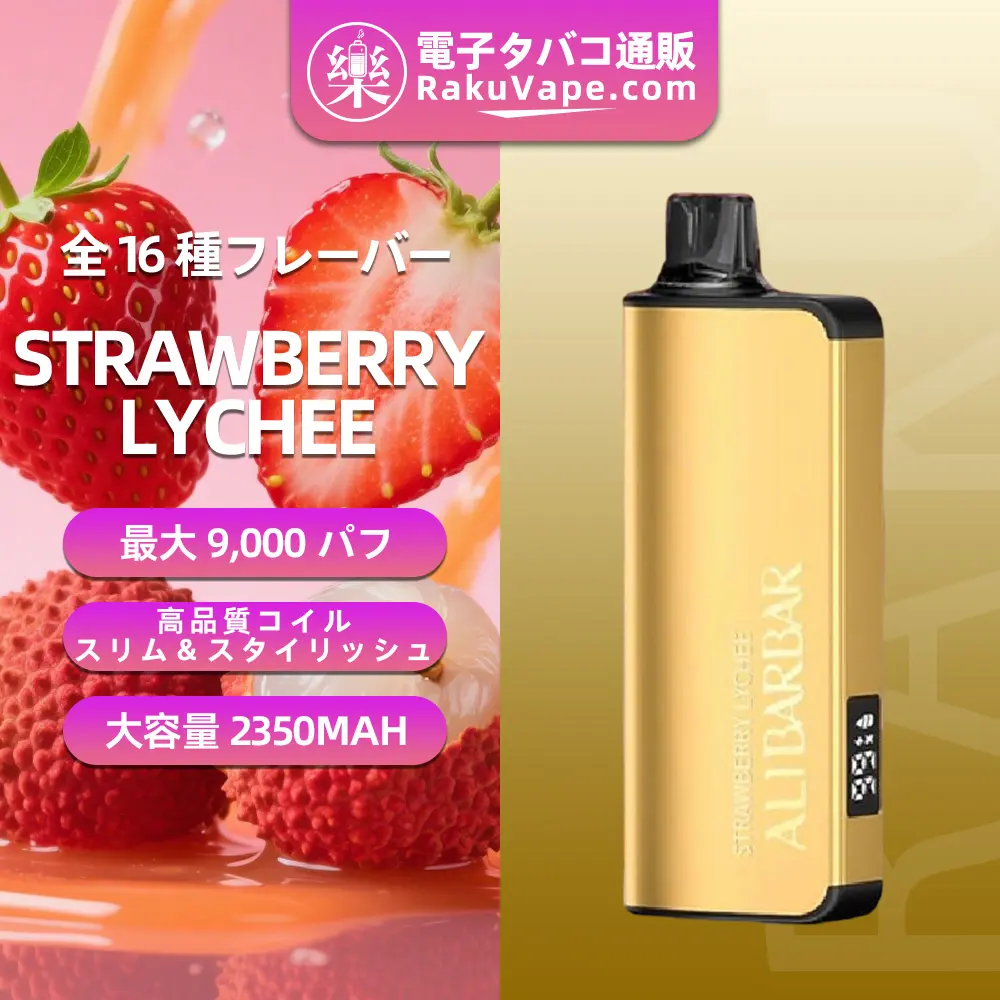 ALIBARBAR(アリバーバー)INGOT 9000 使い捨て電子タバコ 9000口(Strawberry Lychee・5%ニコチン)