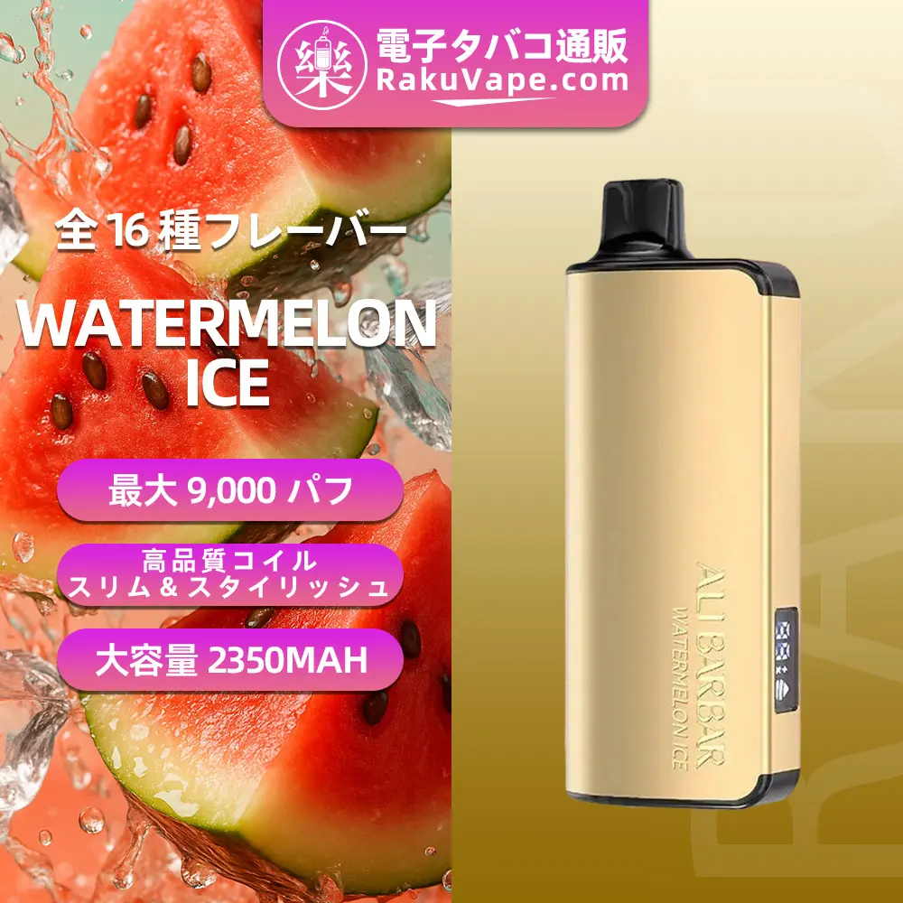 ALIBARBAR(アリバーバー)INGOT 9000 使い捨て電子タバコ 9000口(watermelon ice・5%ニコチン)