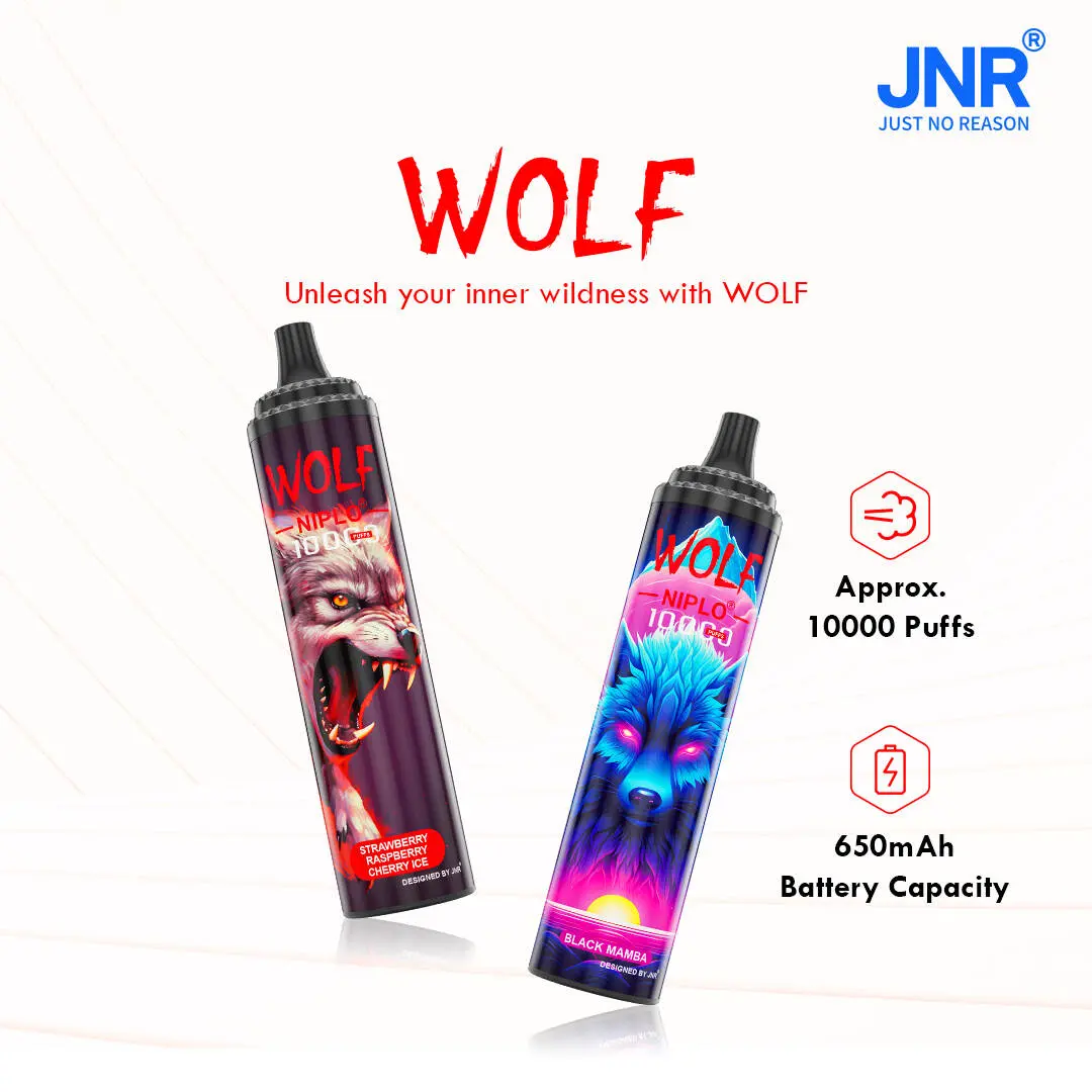 JNR（ジェイエヌアール） Wolf Niplo 使い捨て電子タバコ 10000口（ストロベリーモヒート） 2% ニコチン