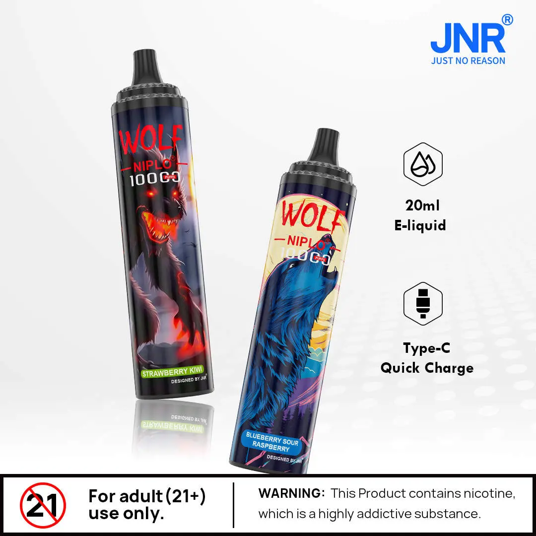 JNR（ジェイエヌアール） Wolf Niplo 使い捨て電子タバコ 10000口（ストロベリーモヒート） 2% ニコチン