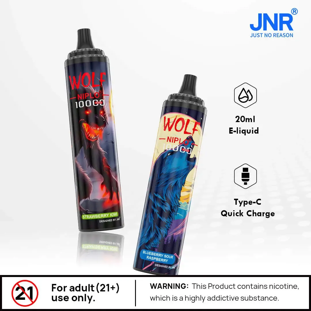JNR（ジェイエヌアール） Wolf Niplo 使い捨て電子タバコ 10000口（ストロベリーモヒート） 2% ニコチン