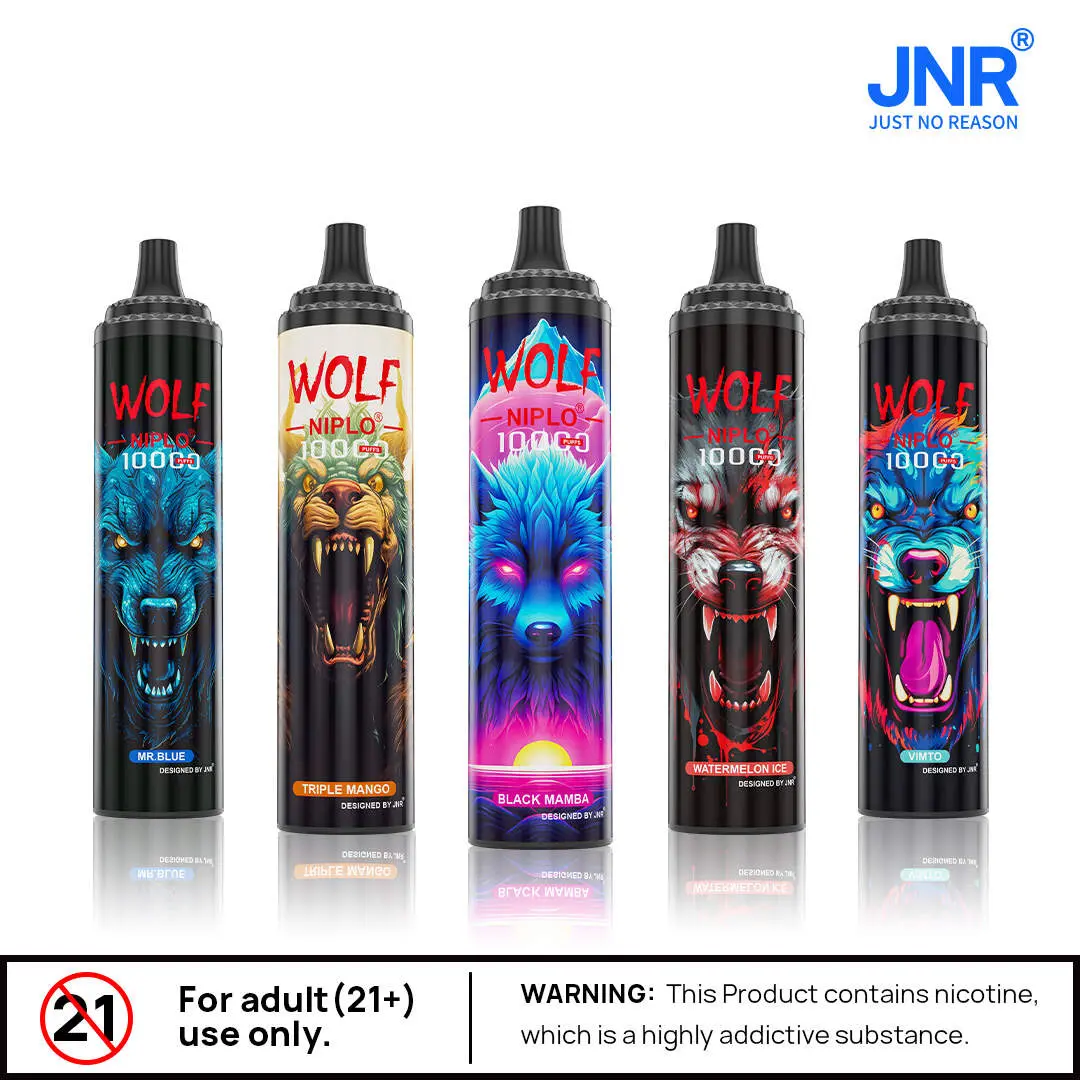 JNR（ジェイエヌアール） Wolf Niplo 使い捨て電子タバコ 10000口（ストロベリーモヒート） 2% ニコチン