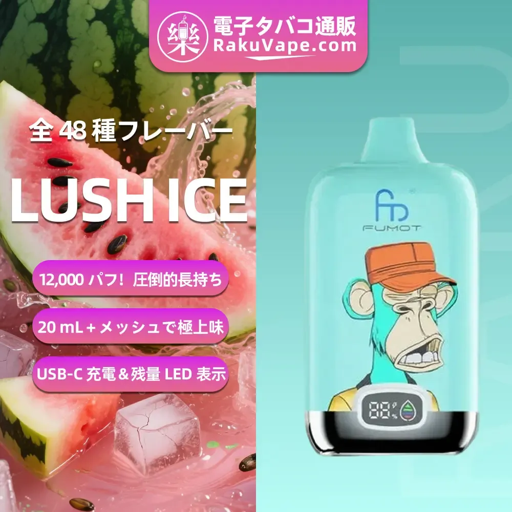 Fumot（フモット） Tornado Digital Box 使い捨て電子タバコ 12000口（リンゴ・シナモン） 2/5% ニコチン  