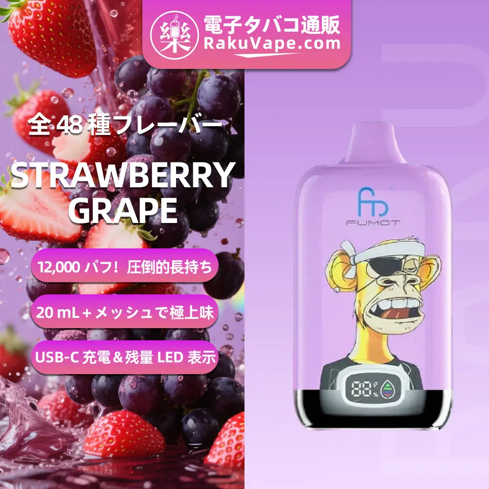 Fumot（フモット） Tornado Digital Box 使い捨て電子タバコ 12000口（リンゴ・シナモン） 2/5% ニコチン  