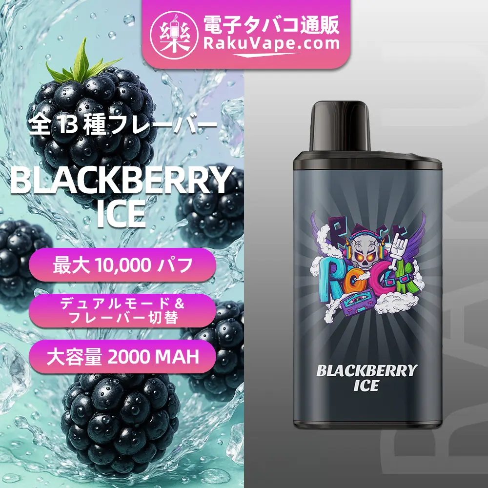 IGET（アイジェット） Bar Pro 使い捨て電子タバコ 10000口（ブラックベリーアイス） 5% ニコチン
