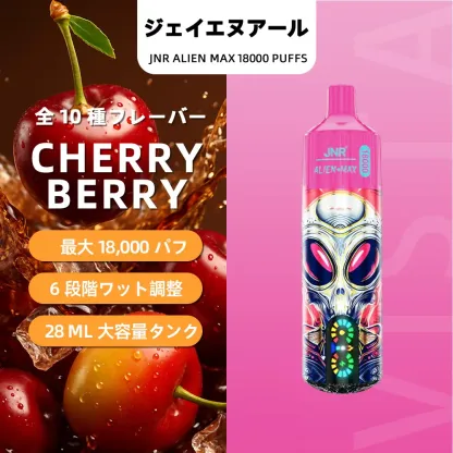 JNR（ジェイエヌアール） Alien Max 使い捨て電子タバコ 18000口（ブルーベリー・キウイ） 5% ニコチン  