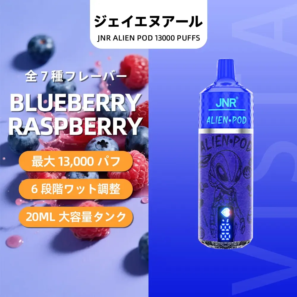 JNR（ジェイエヌアール） Alien Pod 使い捨て電子タバコ 13000口（ミックスベリー） 5% ニコチン  