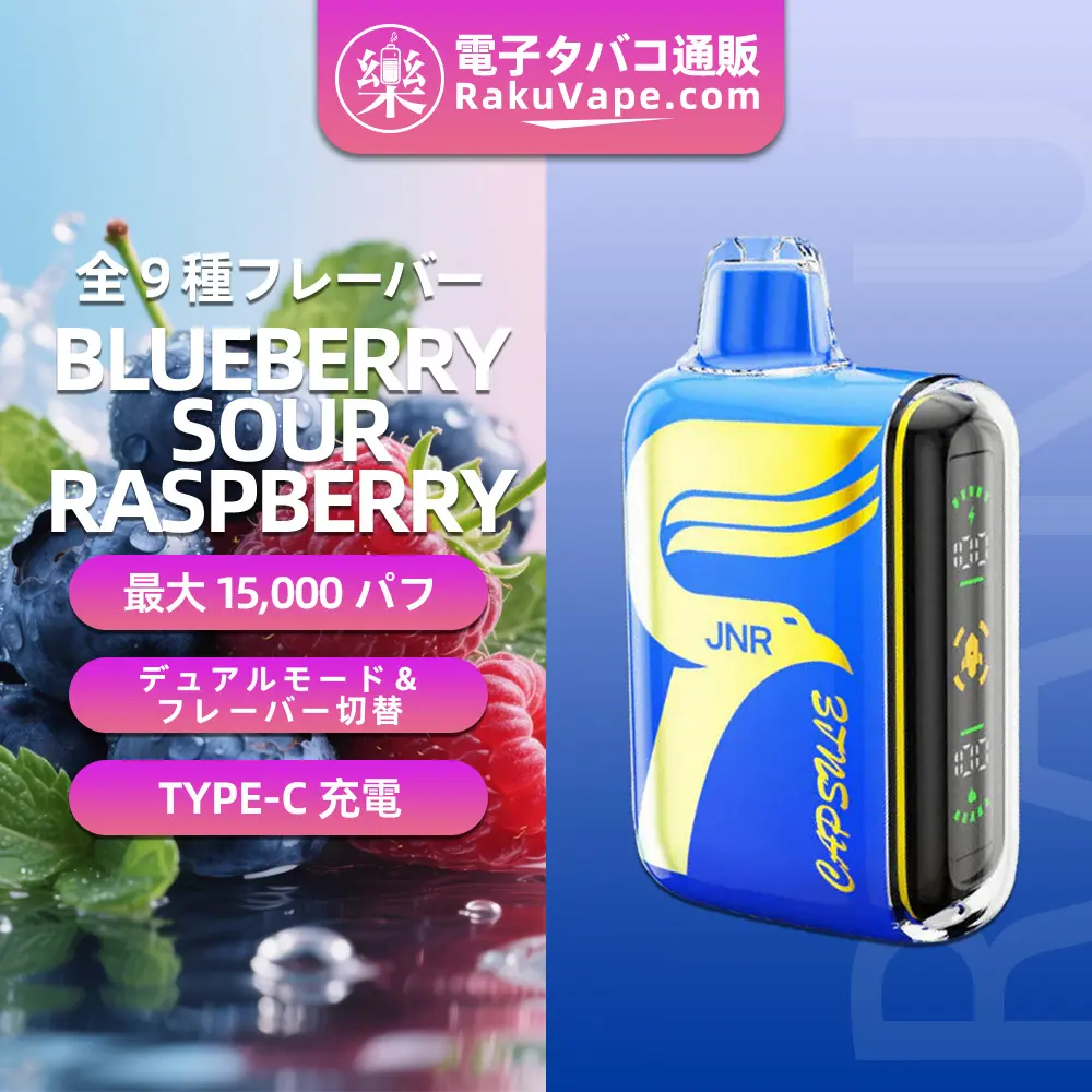 JNR（ジェイエヌアール） Capsule 使い捨て電子タバコ 15000口（ブルーベリーサワーラズベリー） 2% ニコチン