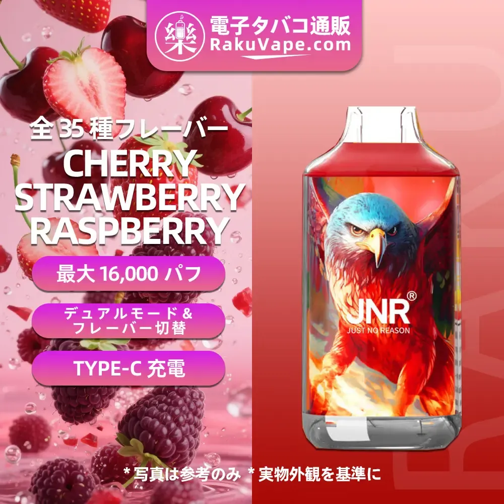 JNR（ジェイエヌアール） Falcon 使い捨て電子タバコ 16000口（全35種類の味） 2%／5% ニコチン
