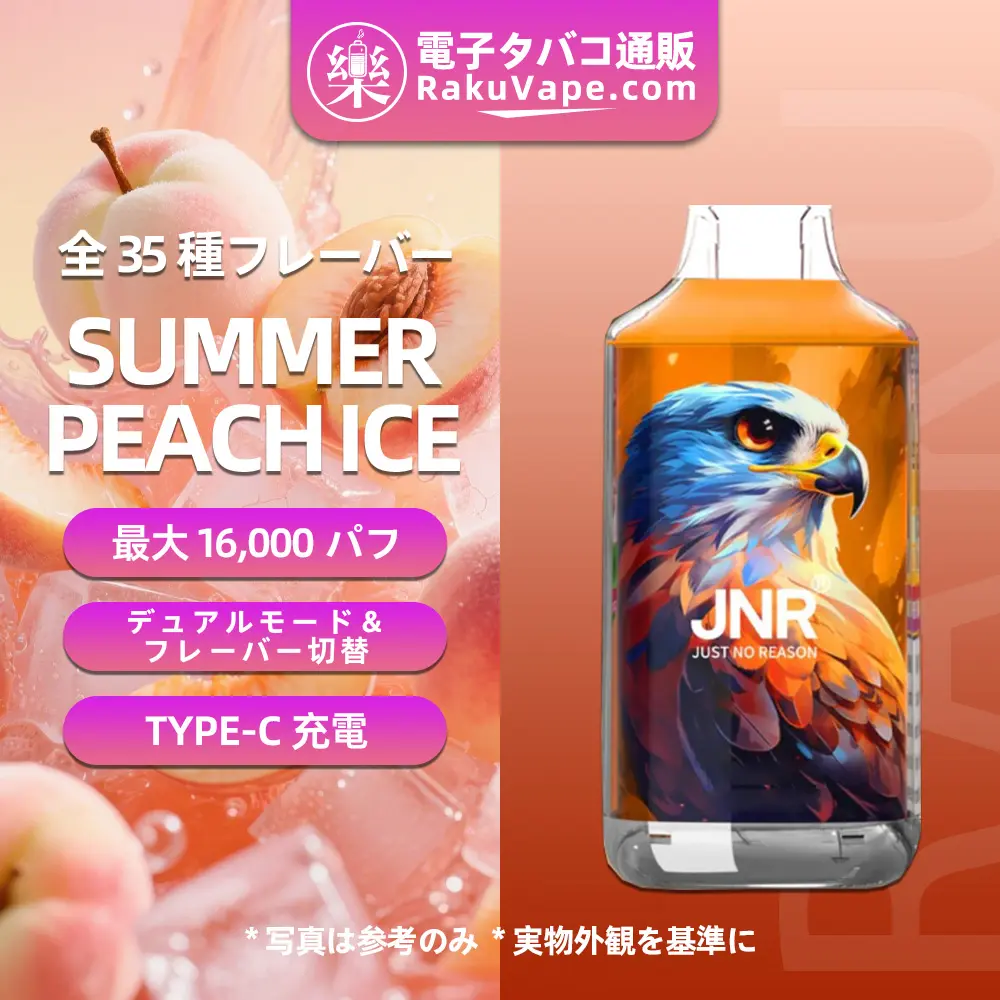 JNR（ジェイエヌアール） Falcon 使い捨て電子タバコ 16000口（サマーピーチアイス） 2% ニコチン