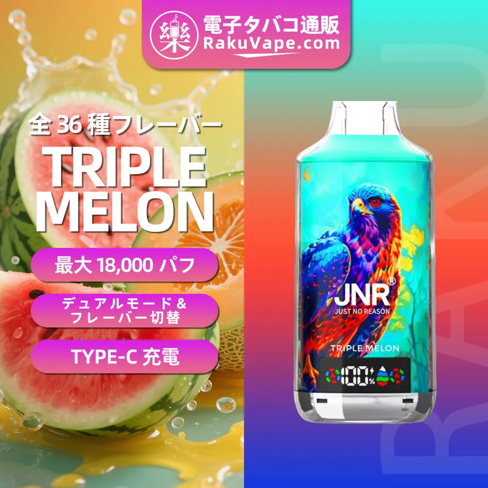 JNR（ジェイエヌアール） Falcon X 使い捨て電子タバコ 18000口（ストロベリーアイス） 2% ニコチン