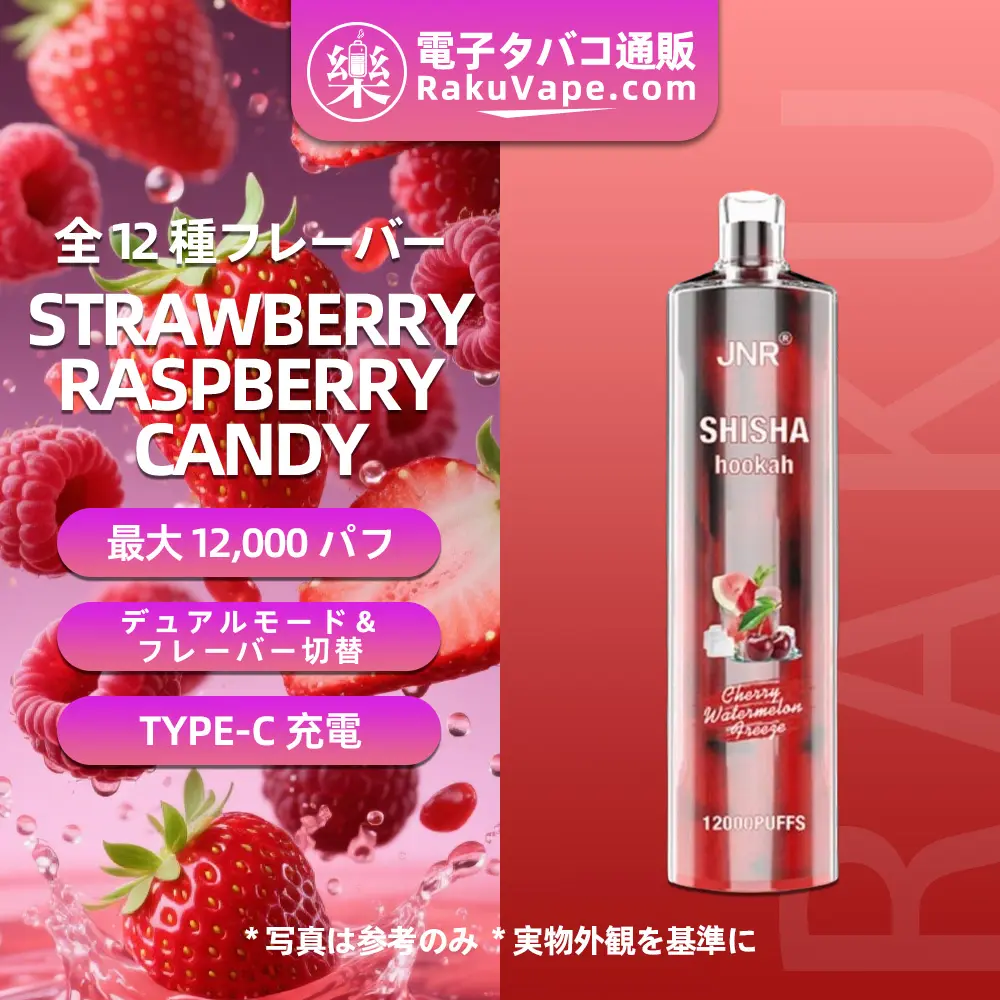 JNR（ジェイエヌアール） Shisha Hookah 使い捨て電子タバコ 12000口（ 全12種類の味） 2% ニコチン