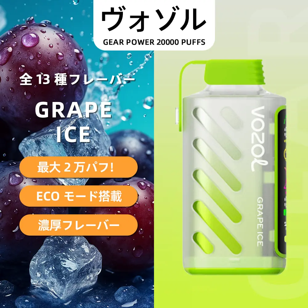 VOZOL（ヴォゾル） Gear Power 使い捨て電子タバコ 20000口（ダブルアップルアイス） 5% ニコチン