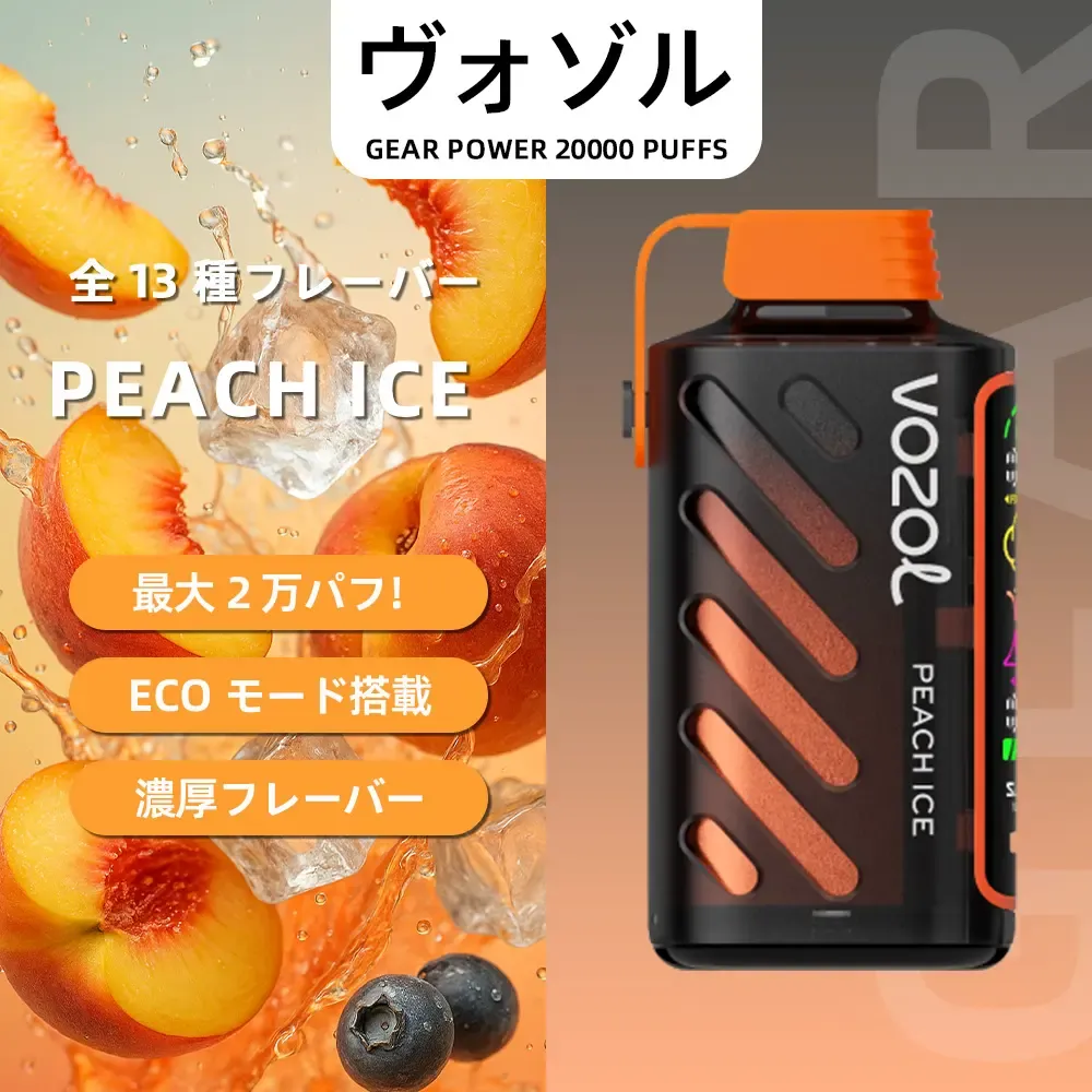 VOZOL（ヴォゾル） Gear Power 使い捨て電子タバコ 20000口（ダブルアップルアイス） 5% ニコチン
