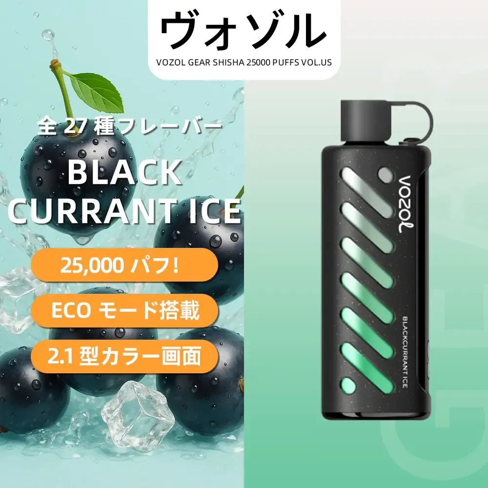 VOZOL（ヴォゾル） Gear Shisha 使い捨て電子タバコ 25000口（ブルーラズアイス） 5% ニコチン