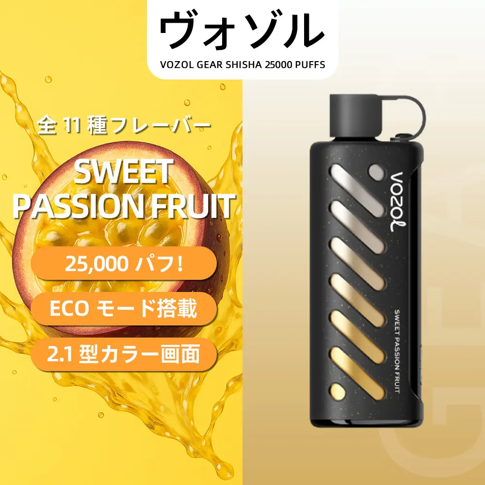 VOZOL（ヴォゾル） Gear Shisha 使い捨て電子タバコ 25000口（ブルーモヒート） 3% ニコチン