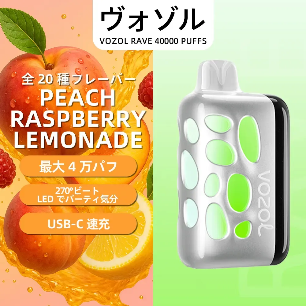 VOZOL（ヴォゾル） RAVE 使い捨て電子タバコ 40000口（ウォーターメロンアイス） 5% ニコチン