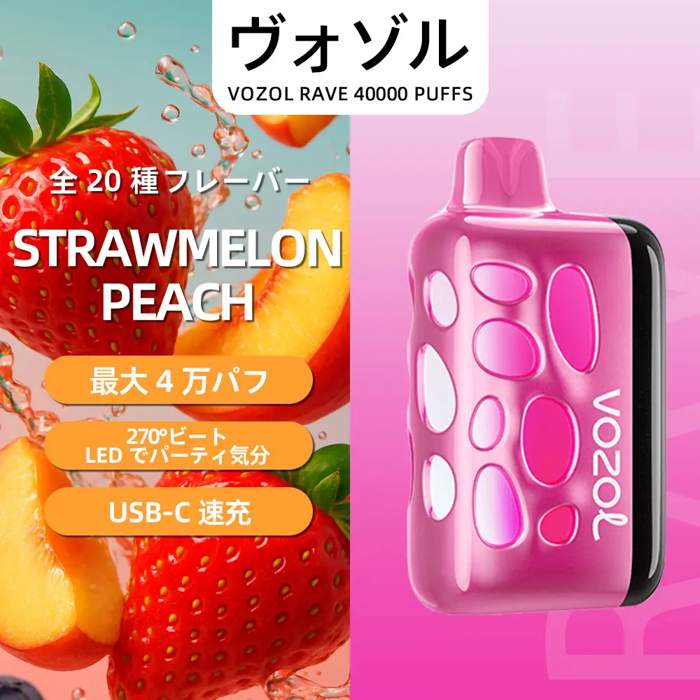 VOZOL（ヴォゾル） RAVE 使い捨て電子タバコ 40000口（ウォーターメロンアイス） 5% ニコチン