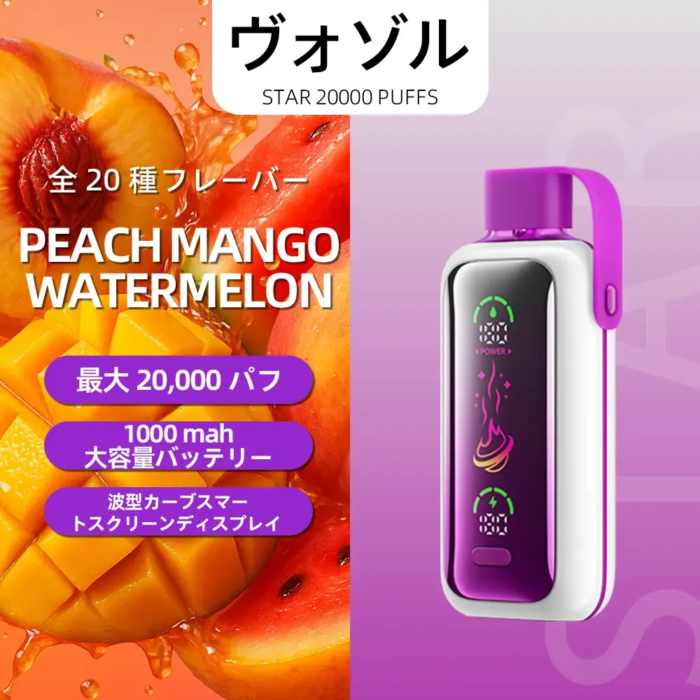 VOZOL（ヴォゾル） Star 使い捨て電子タバコ 20000口（ミックスベリーズ） 5% ニコチン