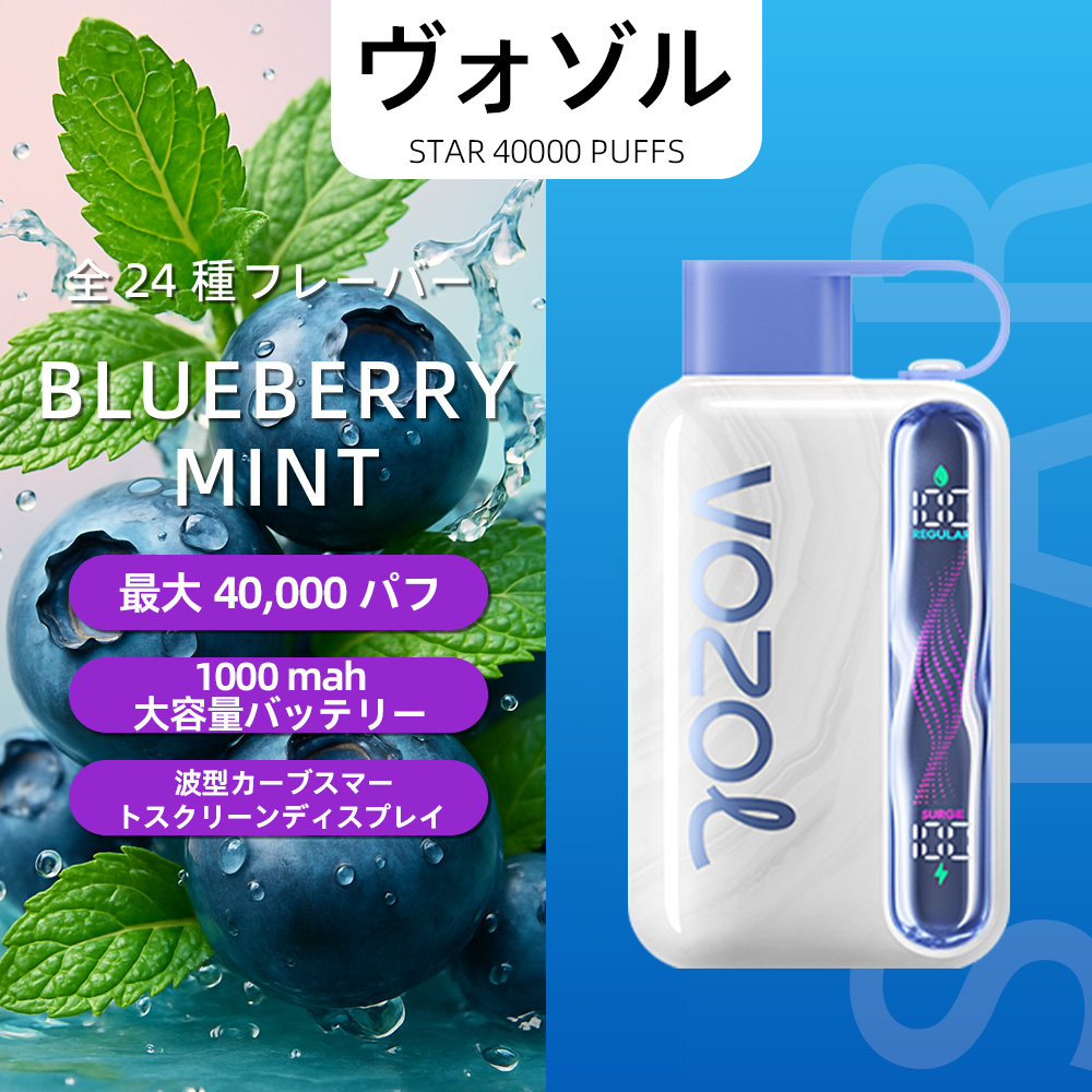 VOZOL（ヴォゾル） Star 使い捨て電子タバコ 40000口（ブルーラズアイス） 5% ニコチン