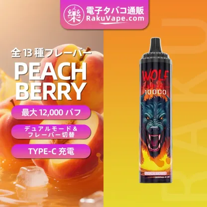 JNR（ジェイエヌアール） Wolf Niplo 使い捨て電子タバコ 10000口（ストロベリーモヒート） 2% ニコチン