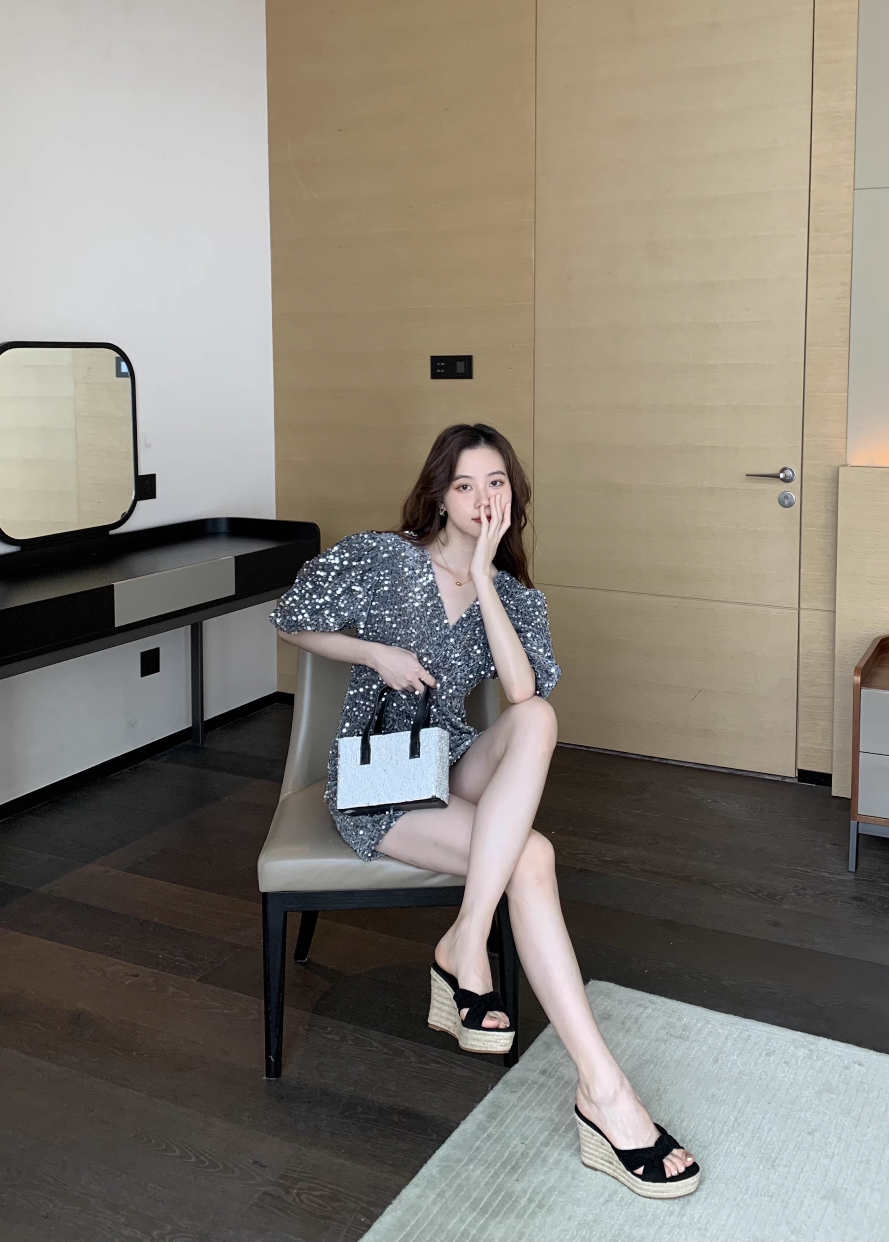 ストローウェッジサンダル プラットフォーム 厚底 ビーチサンダル