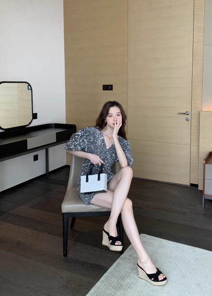 ストローウェッジサンダル プラットフォーム 厚底 ビーチサンダル