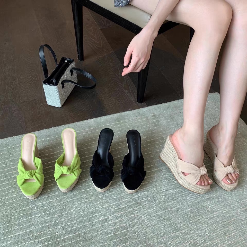 ストローウェッジサンダル プラットフォーム 厚底 ビーチサンダル