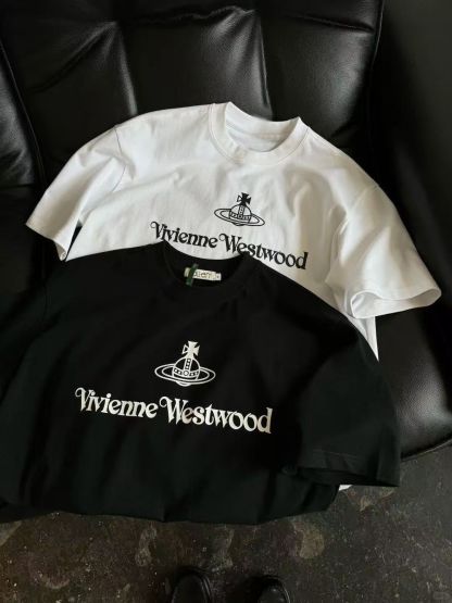 『M-2XL』黒と白のインスタイル純綿半袖Tシャツ男性と女性ゆったり夏のトレンド