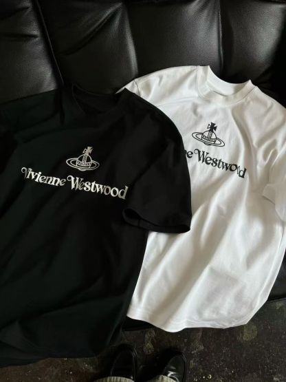 『M-2XL』黒と白のインスタイル純綿半袖Tシャツ男性と女性ゆったり夏のトレンド