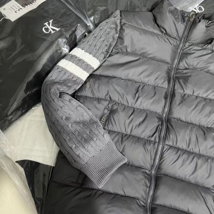 『M-4XL』ニットパッチワークコットンジャケットスタンドカラーメンズ冬暖かい新しいカジュアルカップルコットンジャケット