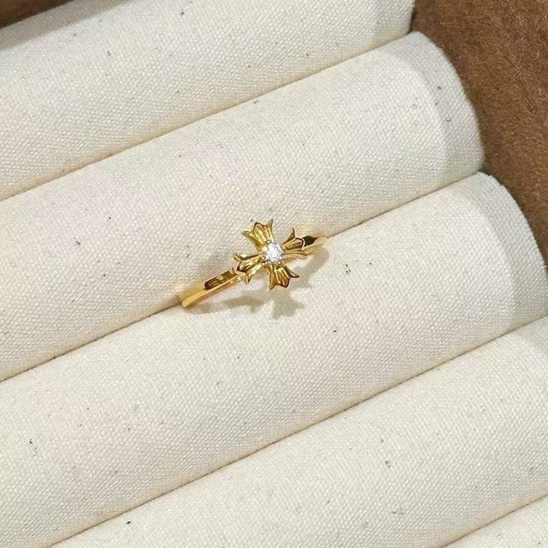 クロスリング メンズ＆レディース スターリングシルバー レトロ ゴールド ダイヤモンド 高級 ラグジュアリー